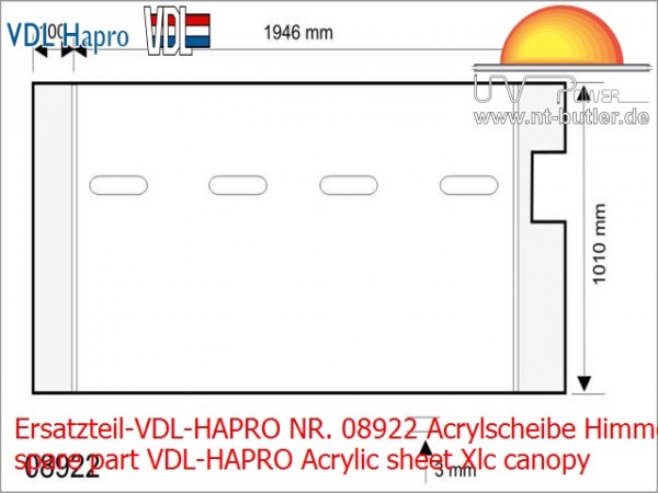 Ersatzteil-VDL-HAPRO NR. 08922 Acrylscheibe Himmel Xlc