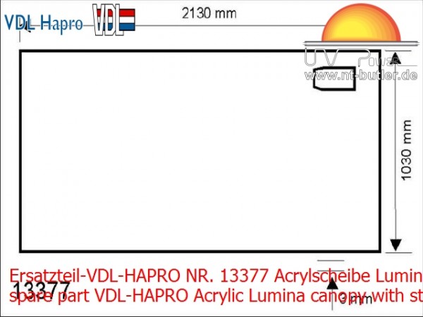 Ersatzteil-VDL-HAPRO NR. 13377 Acrylscheibe Lumina OT mit Anklebe für Spaghetti