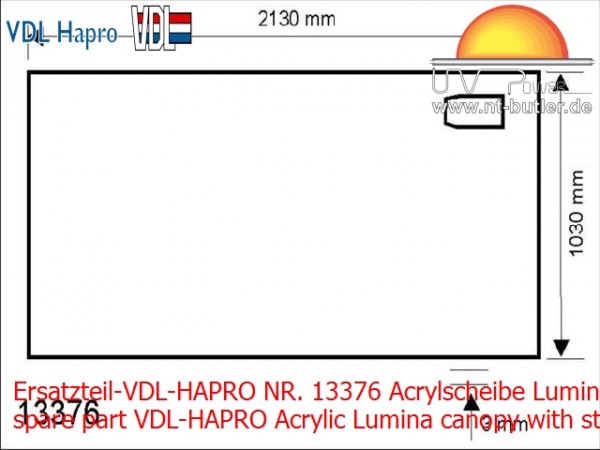 Ersatzteil-VDL-HAPRO NR. 13376 Acrylscheibe Lumina OT mit Anklebe für 1 GB