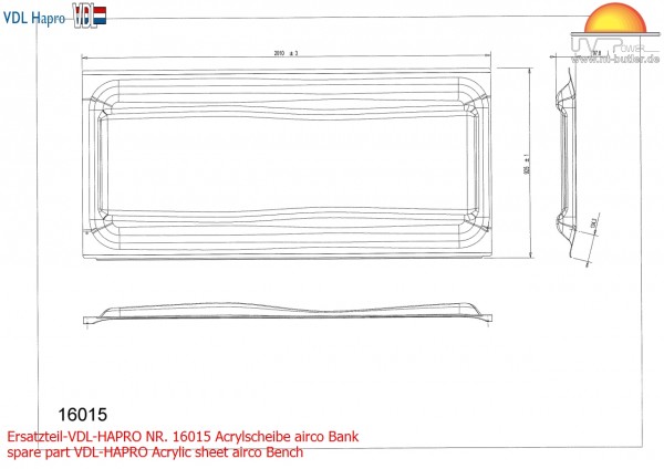 Ersatzteil-VDL-HAPRO NR. 16015 Acrylscheibe airco Bank