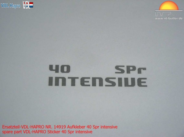Ersatzteil-VDL-HAPRO NR. 14919 Aufkleber 40 Spr intensive