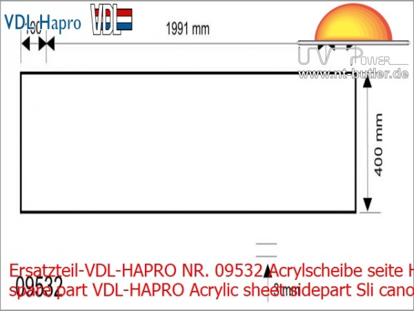 Ersatzteil-VDL-HAPRO NR. 09532 Acrylscheibe seite Himmel Sli