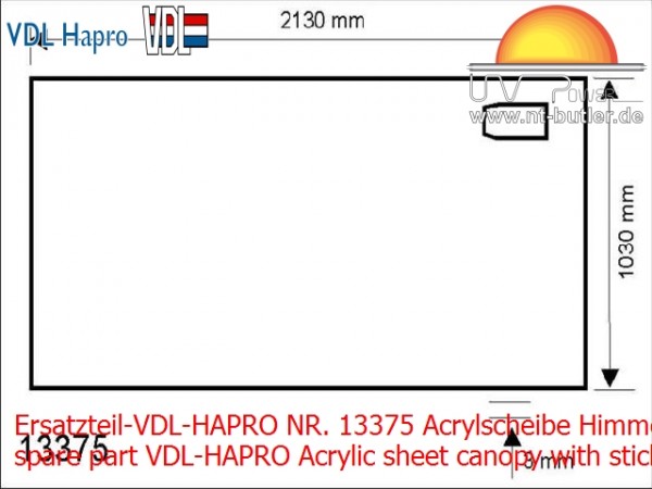 Ersatzteil-VDL-HAPRO NR. 13375 Acrylscheibe Himmel mit Anklebe für 3 GB