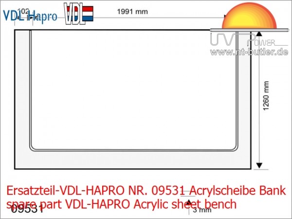 Ersatzteil-VDL-HAPRO NR. 09531 Acrylscheibe Bank