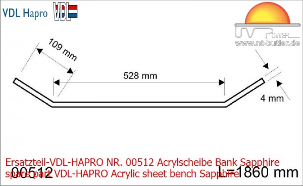 Ersatzteil-VDL-HAPRO NR. 00512 Acrylscheibe Bank Sapphire