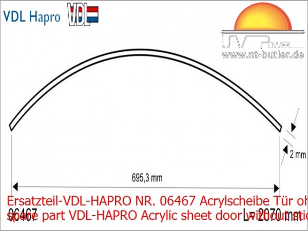 Ersatzteil-VDL-HAPRO NR. 06467 Acrylscheibe Tür ohne Anklebe