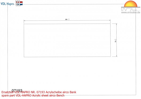 Ersatzteil-VDL-HAPRO NR. 07193 Acrylscheibe airco Bank