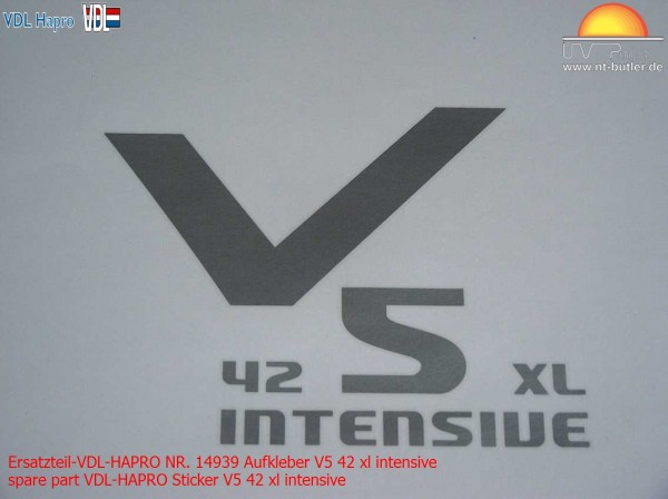 Ersatzteil-VDL-HAPRO NR. 14939 Aufkleber V5 42 xl intensive