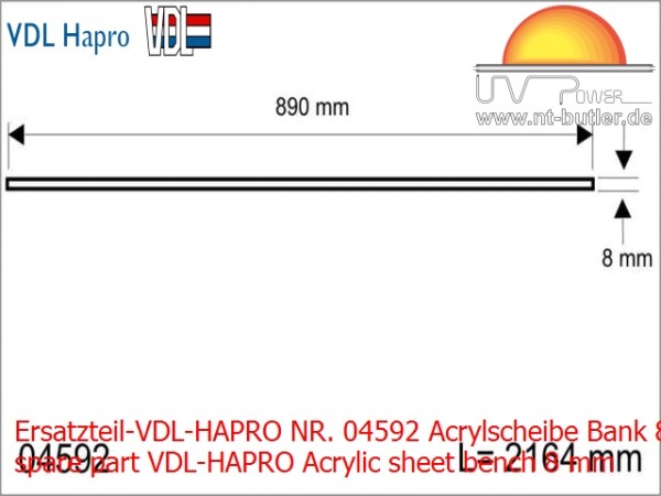 Ersatzteil-VDL-HAPRO NR. 04592 Acrylscheibe Bank 8 mm