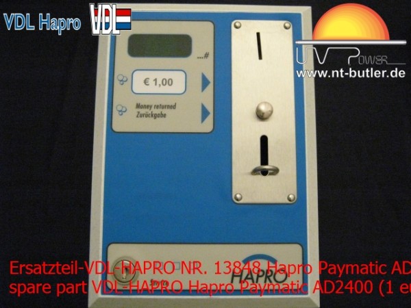 Ersatzteil-VDL-HAPRO NR. 13848 Hapro Paymatic AD2400 (1 euro Münze)