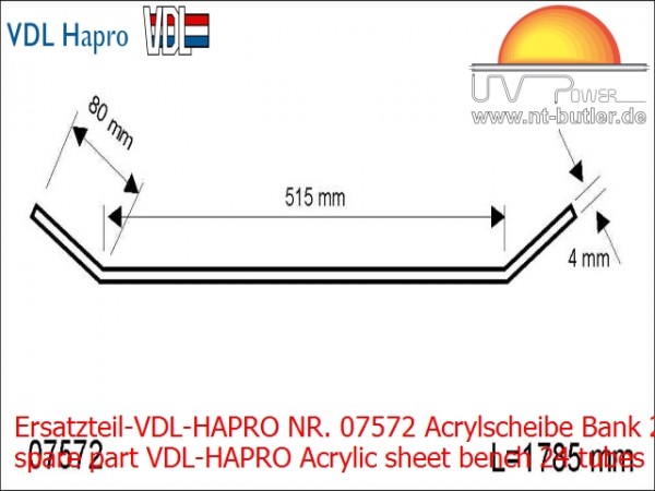 Ersatzteil-VDL-HAPRO NR. 07572 Acrylscheibe Bank 24