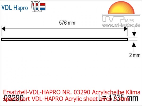 Ersatzteil-VDL-HAPRO NR. 03290 Acrylscheibe Klima 3 mm