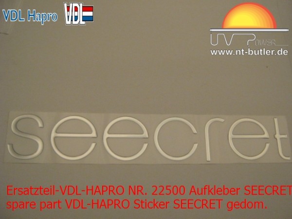 Ersatzteil-VDL-HAPRO NR. 22500 Aufkleber SEECRET