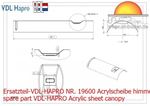 Ersatzteil-VDL-HAPRO NR. 19600 Acrylscheibe himmel