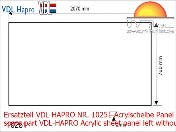 Ersatzteil-VDL-HAPRO NR. 10251 Acrylscheibe Panel links ohne Anklebe