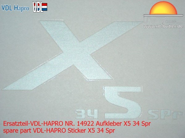 Ersatzteil-VDL-HAPRO NR. 14922 Aufkleber X5 34 Spr