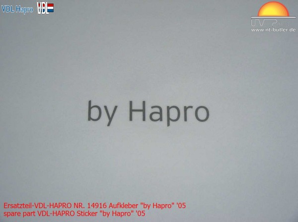 Ersatzteil-VDL-HAPRO NR. 14916 Aufkleber "by Hapro" '05