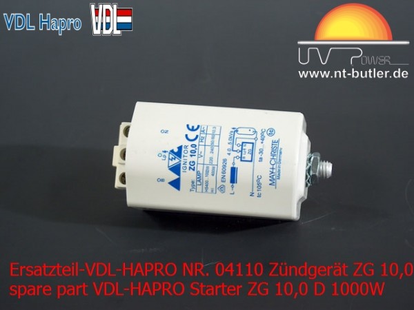 Ersatzteil-VDL-HAPRO NR. 04110 Zündgerät ZG 10,0 D 1000W