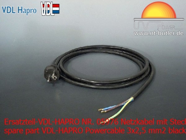 Ersatzteil-VDL-HAPRO NR. 05976 Netzkabel mit Stecker 3x2,5 mm2 Schwarz