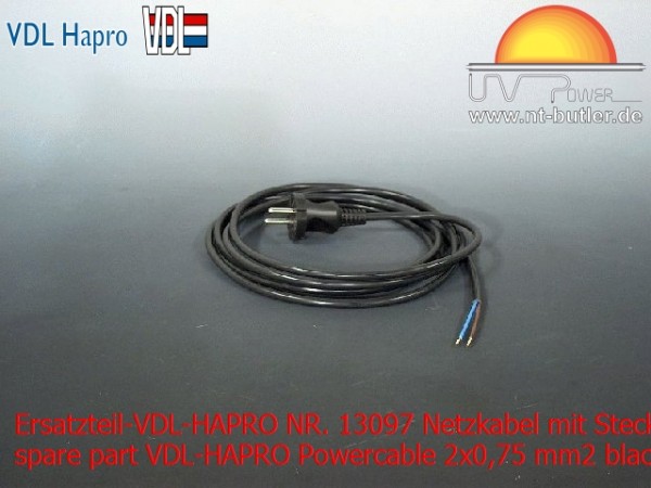 Ersatzteil-VDL-HAPRO NR. 13097 Netzkabel mit Stecker 2x0,75 mm2 Schwarz