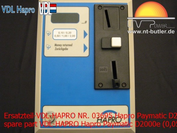 Ersatzteil-VDL-HAPRO NR. 03695 Hapro Paymatic D2000e (0,05/0,10/0,50/1/2 euro)