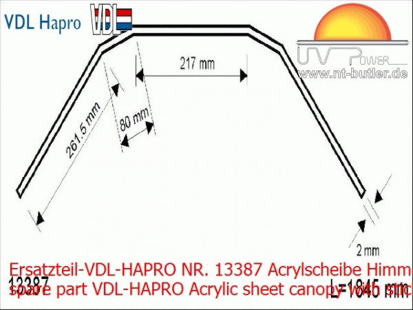 Ersatzteil-VDL-HAPRO NR. 13387 Acrylscheibe Himmelmit Anklebe