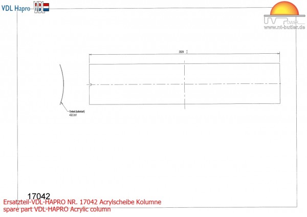 Ersatzteil-VDL-HAPRO NR. 17042 Acrylscheibe Kolumne