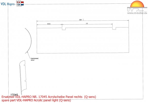 Ersatzteil-VDL-HAPRO NR. 17045 Acrylscheibe Panel rechts (Q-sens)