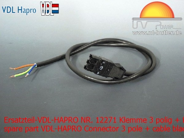 Ersatzteil-VDL-HAPRO NR. 12271 Klemme 3 polig + Kabel Schwarz