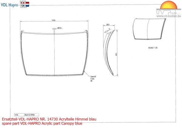 Ersatzteil-VDL-HAPRO NR. 14730 Acrylteile Himmel blau