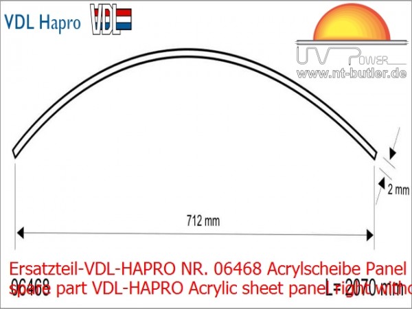 Ersatzteil-VDL-HAPRO NR. 06468 Acrylscheibe Panel rechts ohne Anklebe