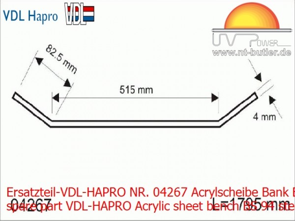 Ersatzteil-VDL-HAPRO NR. 04267 Acrylscheibe Bank BS 94 staal